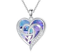 TOUPOP Collana con ciondolo a forma di cuore celtico, in argento Sterling 925, con pietra portafortuna per mamma, moglie, fidanzata, figlia, sorella, nonna, anniversario, compleanno, Natale, San