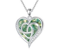 TOUPOP Collana con ciondolo a forma di cuore celtico, in argento Sterling 925, con pietra portafortuna per mamma, moglie, fidanzata, figlia, sorella, nonna, anniversario, compleanno, Natale, San