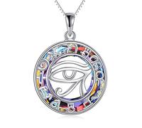 TOUPOP Collana con occhio di Horus in argento Sterling con ciondolo a forma di occhio di malocchio, da donna, con ciondolo in cristallo vulcanico, gioiello per il terzo occhio, regalo di protezione