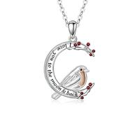 TOUPOP Collana con pettirosso in argento Sterling 925 con cristalli per gli amanti degli uccelli, regalo per gli amanti degli uccelli, albero della vita, pettirosso, gioielli per Natale e compleanno