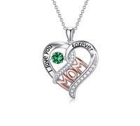 TOUPOP Collana con pietra portafortuna in argento Sterling, con scritta "I Love You Forever", con ciondolo a forma di cuore, idea regalo per donne, mamma, nonna, festa della mamma, Natale, compleanno