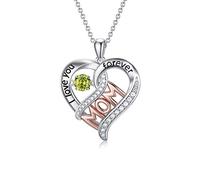 TOUPOP Collana con pietra portafortuna in argento Sterling, con scritta "I Love You Forever", con ciondolo a forma di cuore, idea regalo per donne, mamma, nonna, festa della mamma, Natale, compleanno