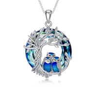 TOUPOP Collana da donna con ciondolo a forma di gufo, in argento Sterling 925, con albero della vita e gufi, gioiello per compleanno, festa della mamma, regalo per mamma, figlia, moglie, Misura unica