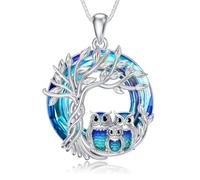 TOUPOP Collana da donna con ciondolo a forma di gufo, in argento Sterling 925, con albero della vita e gufi, gioiello per compleanno, festa della mamma, regalo per mamma, figlia, moglie, Misura unica