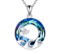 TOUPOP Collana da donna con ciondolo a forma di tartaruga marina, sirena, delfino, conchiglia, stella marina, conchiglia, cavalluccio marino, in argento Sterling, con cristalli, regalo di compleanno