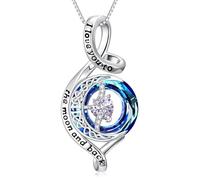TOUPOP Collana da donna con pietra portafortuna in argento Sterling 925 con ciondolo a forma di luna e stella, simbolo dell'infinito, celtico, gioiello per anniversario, regalo di compleanno per