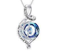 TOUPOP Collana da donna con pietra portafortuna in argento Sterling 925 con ciondolo a forma di luna e stella, simbolo dell'infinito, celtico, gioiello per anniversario, regalo di compleanno per