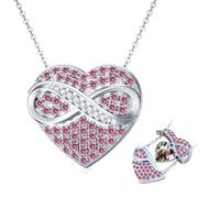 TOUPOP Collana da donna in argento 925 con ciondolo a forma di cuore, con pietra portafortuna, gioiello San Valentino, compleanno, Natale, regalo per donne, fidanzate, Taglia unica, Argento sterling