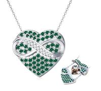 TOUPOP Collana da donna in argento 925 con ciondolo a forma di cuore, con pietra portafortuna, gioiello San Valentino, compleanno, Natale, regalo per donne, fidanzate, Taglia unica, Argento sterling