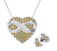 TOUPOP Collana da donna in argento 925 con ciondolo a forma di cuore, con pietra portafortuna, gioiello San Valentino, compleanno, Natale, regalo per donne, fidanzate, Taglia unica, Argento sterling