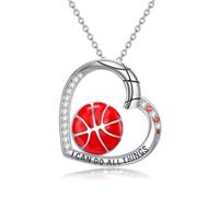 TOUPOP Collana da donna in argento Sterling 925, con ciondolo a forma di pallavolo, softball, baseball, regalo ispiratore per figlie e appassionati di sport, con incisione "I can do all things