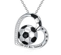 TOUPOP Collana da donna in argento Sterling 925, con ciondolo a forma di pallavolo, softball, baseball, regalo ispiratore per figlie e appassionati di sport, con incisione "I can do all things