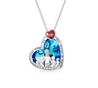 TOUPOP Collana in argento Sterling con cristalli e scritta "I Love You to The Moon and Back", idea regalo per le donne, 23mm, Argento sterling, Cristallo