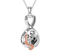 TOUPOP Collana in argento Sterling con teschio e zucca King Jack e Sally, regalo di Halloween, con scritta "I Love You to The Moon and Back", regalo di Natale, regalo di compleanno per donne, moglie