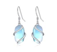 TOUPOP Orecchini da donna in argento sterling 925 con gemma ovale, con conchiglia, lapislazzuli/larimar/pietra di luna/agata muschiata/opale/onice nera/turchese, Groß, Argento sterling, Pietra di luna