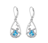 TOUPOP Orecchini pendenti in argento Sterling 925 a forma di tartaruga marina e stella marina, pietra di luna, Larimar Ocean, monachella, monachella, idea regalo per donne e figlie, amanti dell'oceano