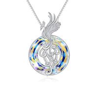 TOUPOP Phoenix - Collana da donna in argento Sterling 925, con ciondolo a forma di fenice, con cristalli bianchi, idea regalo per mamma, sorella, fidanzata, moglie