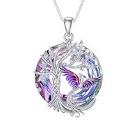 TOUPOP Phoenix Collana in argento Sterling 925 con ciondolo in cristallo Phoenix Rising gioielli da donna regalo di Natale anniversario compleanno per lei, Misura unica, Argento sterling, Cristallo