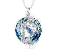 TOUPOP Phoenix Collana in argento Sterling 925 con ciondolo in cristallo Phoenix Rising gioielli da donna regalo di Natale anniversario compleanno per lei, Misura unica, Argento sterling, Cristallo
