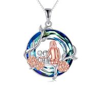 TOUPOP Regalo per mamma in argento Sterling 925 e madre da 1 a 5 figlie/figli, collana con fiore di girasole, collana di cristallo, gioielli di Natale, regalo di compleanno per donne, mamma e nonna