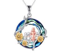 TOUPOP Regalo per mamma in argento Sterling 925 e madre da 1 a 5 figlie/figli, collana con fiore di girasole, collana di cristallo, gioielli di Natale, regalo di compleanno per donne, mamma e nonna