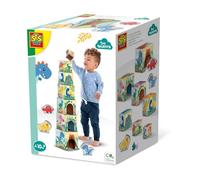 SES Creative 13202 Stapelblokken Toren met Dino-figuren, Geel