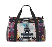 Tour Eiffel Parigi Painting Tote Bag - Grande borsa per la spesa riutilizzabile, borsa per le vacanze, borsone sportivo con tracolla regolabile, nero, taglia unica, Nero , Taglia unica