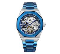 Tourbillon Design Orologio da polso da uomo analogico automatico in acciaio inossidabile, Blu