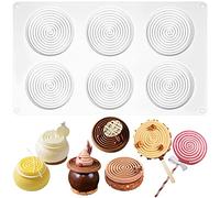 Tourbillon, stampo rotondo in silicone per cheesecake, mousse, biscotti, cioccolato, lecca-lecca arcobaleno, smalto, strato, torte, 6 cavità, diametro 7,6 cm