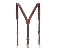 Tourbn TOURBON Bretelle resistenti da uomo in vera pelle bretelle per pantaloni regolabili a forma di Y 3 cm di larghezza bretelle
