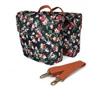 TOURBON - Borsa impermeabile in tela per bicicletta, con doppio avvolgimento, per sedile posteriore (motivo floreale)