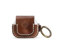 Tourbon - Custodia in pelle fatta a mano per auricolari, portatile, da viaggio, con portachiavi