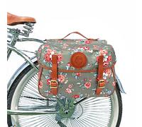 TOURBON - Doppia borsa da bicicletta in tela impermeabile per portapacchi posteriore (motivo floreale)