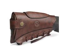 Tourbon, guanciale in vera pelle, supporto per guance regolabile, per fucili, ganasce, borsa per la caccia