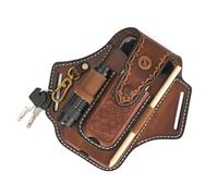 TOURBON Multitool Fodero in Pelle per Cintura EDC Tasca Organizer Porta Telefono per Uomo con Torcia Penna Portachiavi