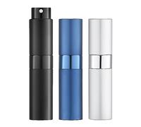 Toureal Boccetta Profumo Portatile Ricaricabile - 8ml Mini Porta Profumi Atomizzatore da Campioni - Contenitore Vaporizzatore Profumi con Pompetta - Spruzzino Nebulizzatore Piccolo Nero Blu Argento