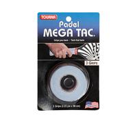Tourna Overgrip bianchi per il massimo della presa e dello stile.Il Padel Mega Tac 3pack bianco di Tourna offre un look fresco e una presa eccellente. Questi overgrip sono la scelta ideale per i gioca