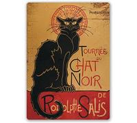 Tournee Chat Noir De Rodolphe Salis Ferro 20 x 30 cm Retro Look Decorazione Artigianato Segno per Casa Cucina Bagno Fattoria Giardino Garage Citazioni Inspirational Decor
