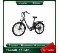 Touroll Bici da città elettrica 25 km/h, batteria rimovibile da 15,6 Ah, portata 90 km, coppia 45 N.M, pneumatici da 26" Freno a disco meccanico e freno elettronico