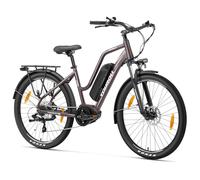 Touroll Bici elettrica, motore centrale da 250 W, 25 km/h, cambio a 7 velocità, sensore di coppia, freni idraulici a doppio disco, pneumatici in gomma da 27,5" x2,1, MA2-Marrone