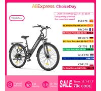 Touroll J1 ST Bici da trekking con motore da 250 W 36 V 15,6 Ah Ruote da 27,5 pollici Batteria da 561,6 Wh Portata 100 km Freno a disco meccanico e freno elettronico