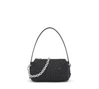 TOUS Borsa a tracolla piccola nera con catena argentata, design trapuntato, stile baguette