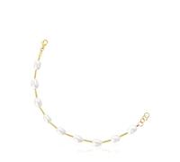 TOUS Bracciale da donna con bagno in oro 18 kt su argento sterling e perle coltivate, collezione Gloss