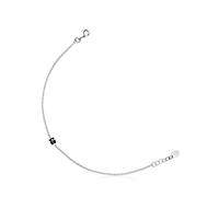 TOUS Bracciale da donna in argento Sterling con motivo a orso onice 0,4 cm, lunghezza 17,5 cm, elegante e sottile, collezione mini colore, Argento