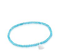 TOUS Bracciale elastico con palline rotonde di Apatite e motivo a Tulipano in argento di prima legge, lunghezza 17 cm, collezione Motivi