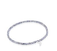 TOUS Bracciale elastico con palline rotonde di Iolite e motivo luna in argento di prima legge, lunghezza 17 cm, collezione Motivi