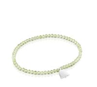 TOUS Bracciale elastico con palline rotonde in peridoto e motivo a tulipano in argento di prima legge, lunghezza 17 cm, collezione Motivi