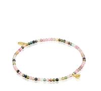 TOUS Bracciale elastico da donna con bagno in oro 18 kt su argento sterling e tormaline, collezione Bold Bear