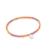TOUS Bracciale elastico da donna con palline rotonde sfaccettate di gemme e motivo orso in argento di prima legge, lunghezza 17 cm, collezione motivi