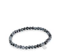 TOUS Bracciale elastico grigio con motivo orso in argento sterling da donna, lunghezza 16,5 cm, collezione Basics